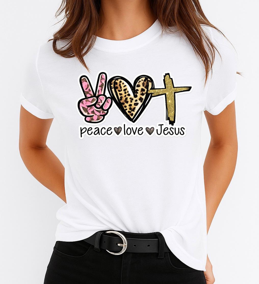 Tricou dama din bumbac 100% Peace Love Jesus 2