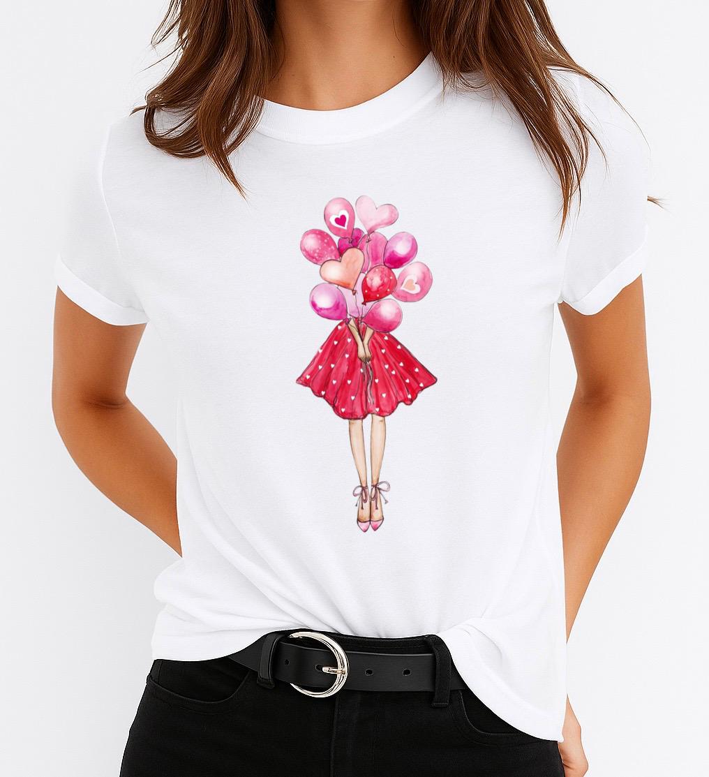 Tricou Alb Dama din Bumbac 100% - All Pink