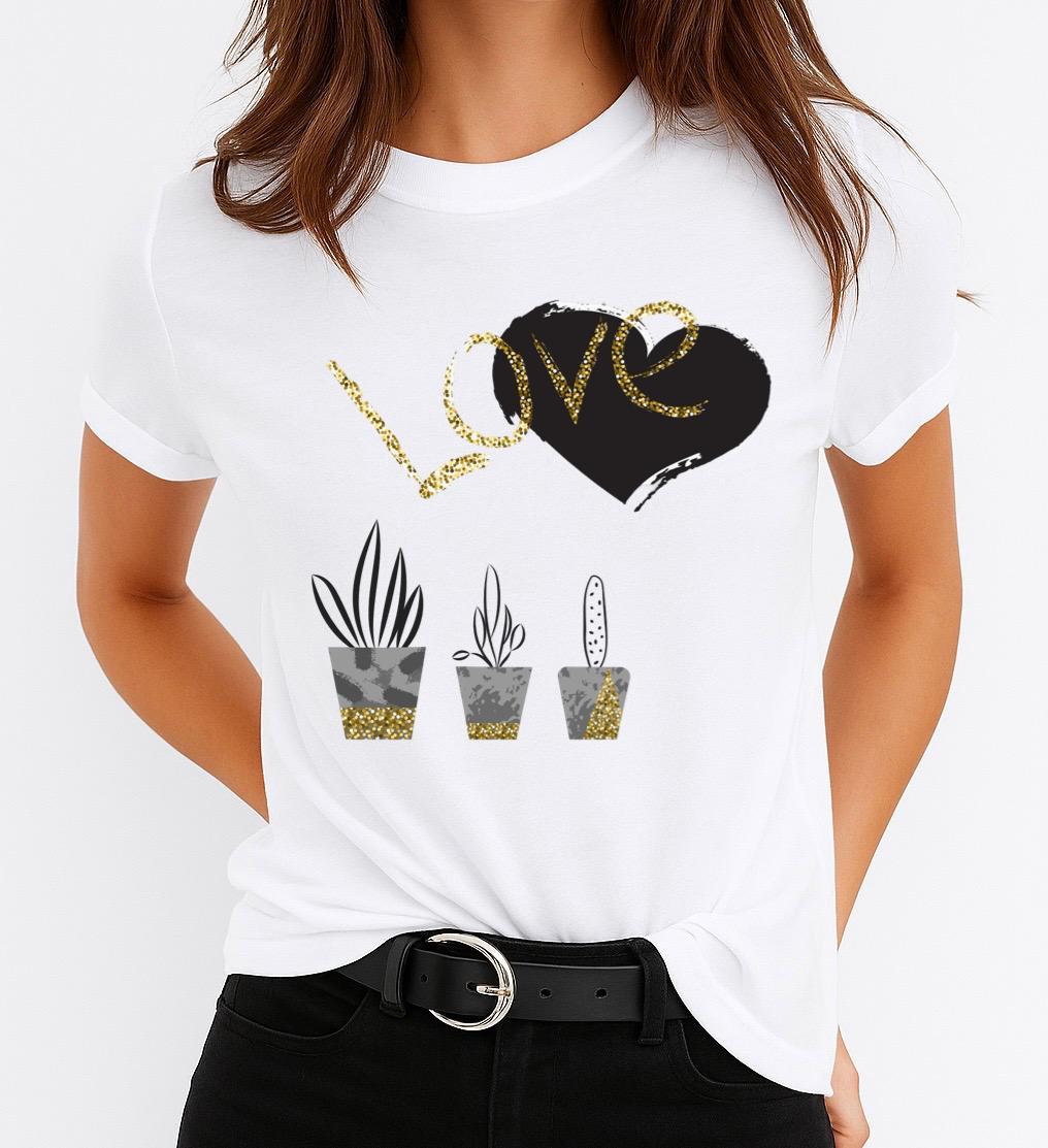 Tricou Dama Black Heart Love – Bumbac 100%