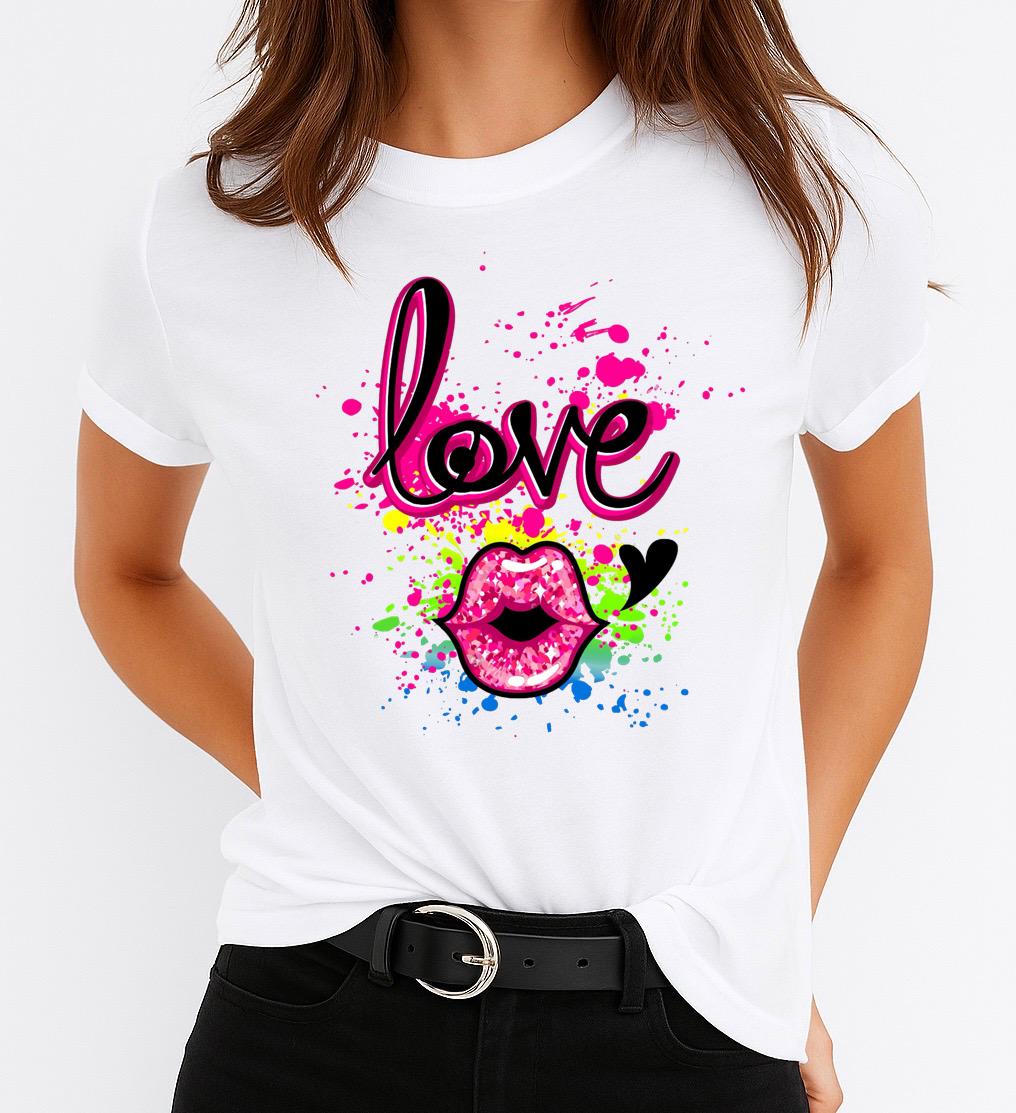 Tricou Dama Pink Love and Lips – Bumbac 100%