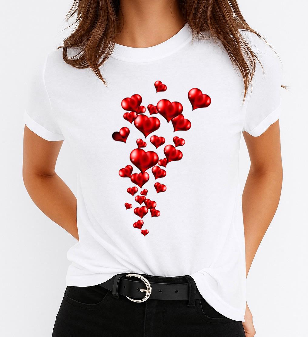 Tricou Alb Dama din Bumbac 100% - 1000 Red Heart - MonCherie