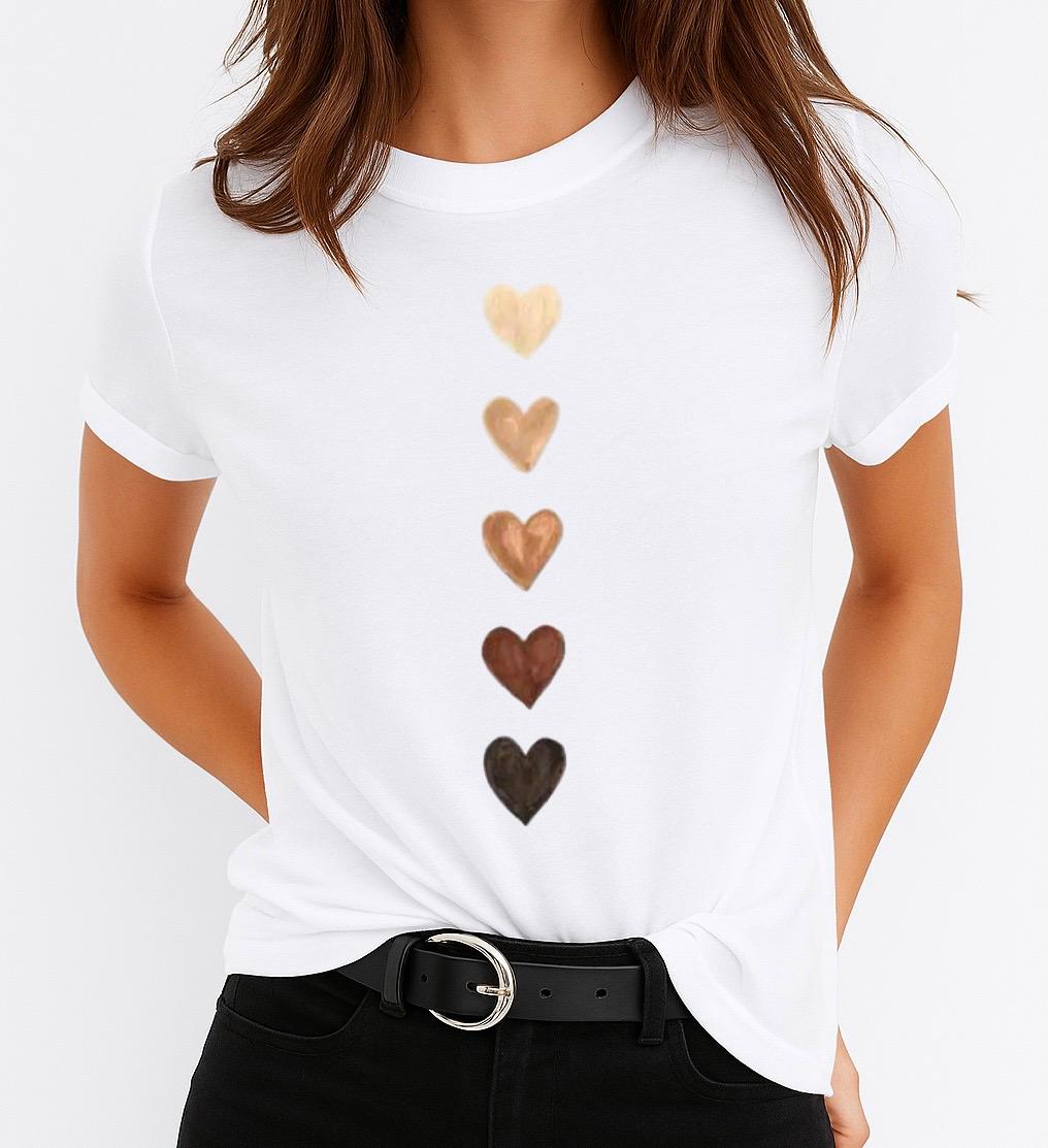 Tricou Alb Dama din Bumbac 100% - 5 Heart