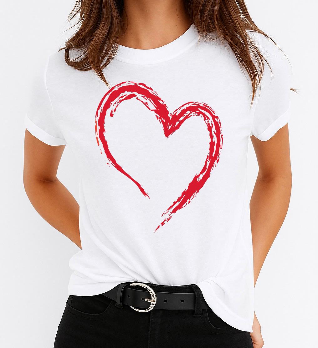 Tricou Alb Dama din Bumbac 100% - Red Heart 4 - MonCherie