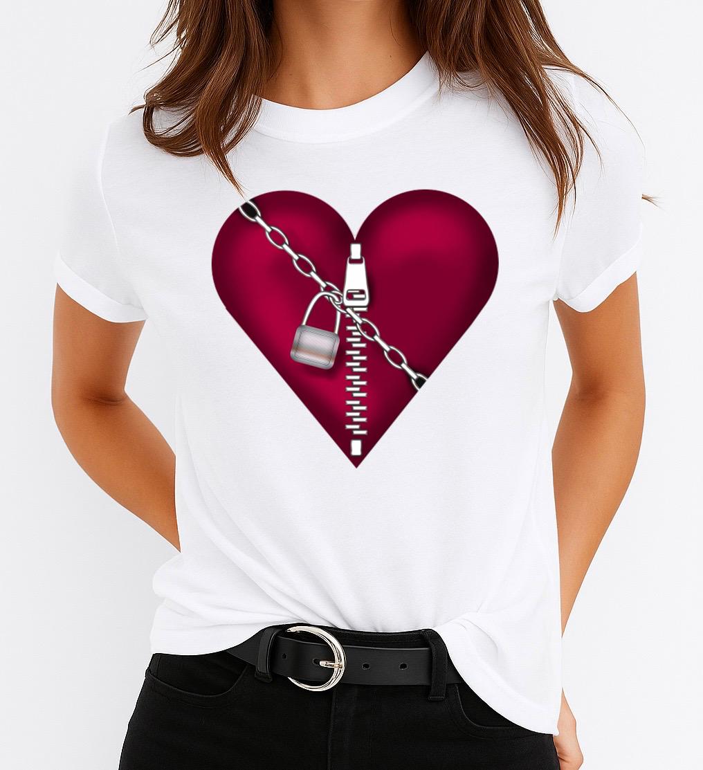 Tricou Alb Dama din Bumbac 100% - Heart 21 - MonCherie