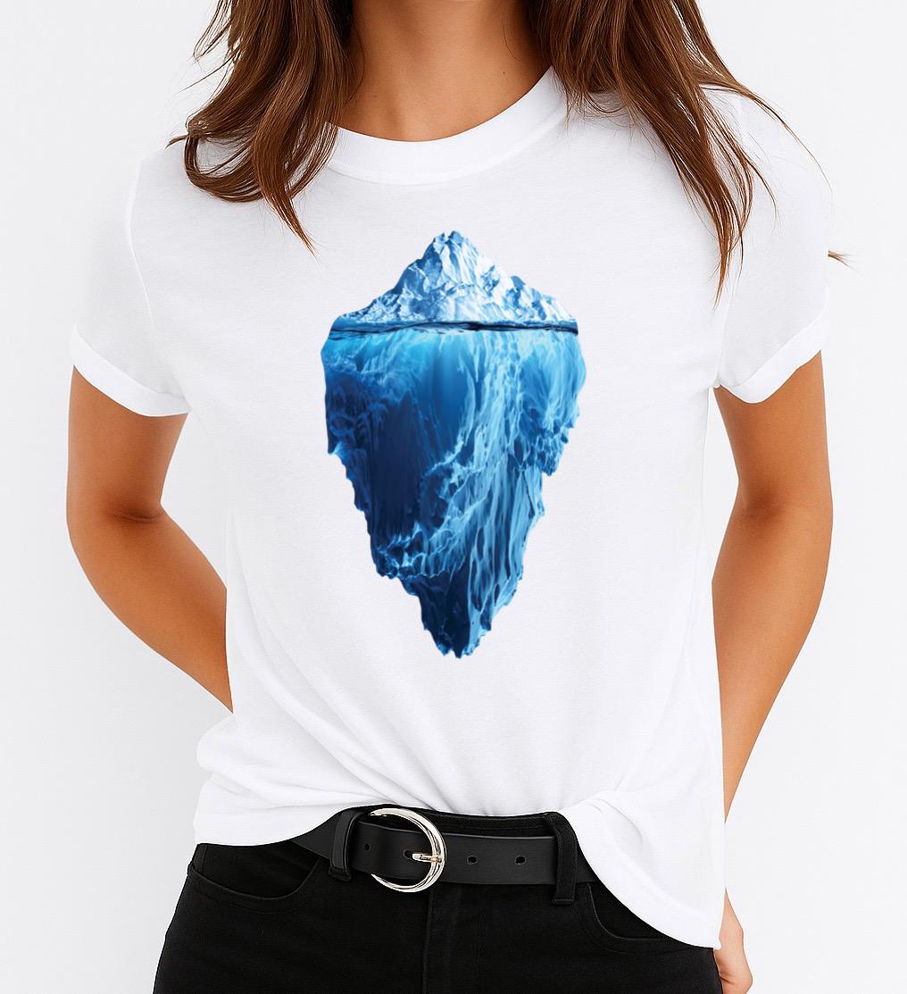 Tricou Alb Dama din Bumbac 100% - Ice Heart - MonCherie