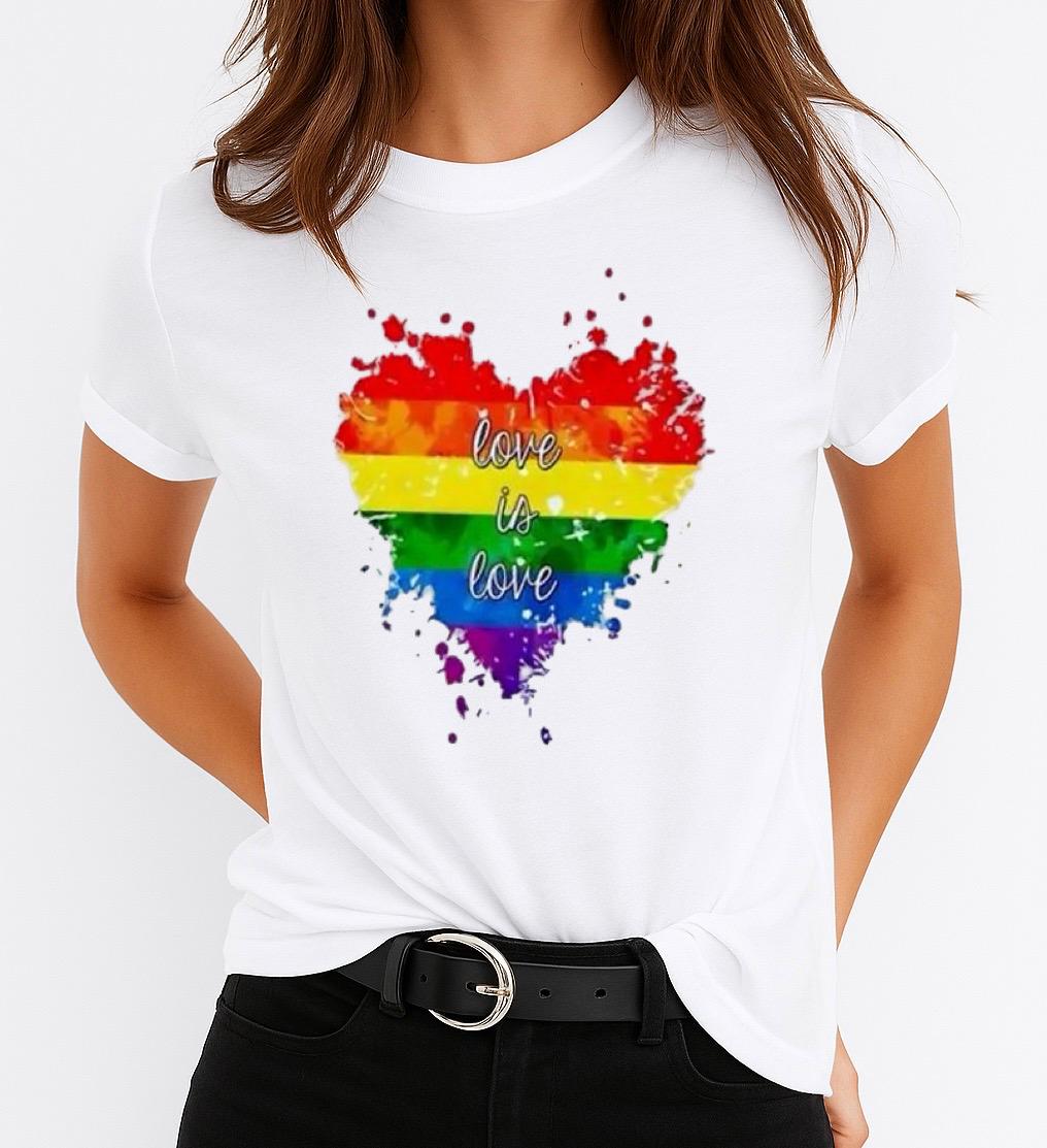 Tricou Alb Dama din Bumbac 100% - Love is Love 2