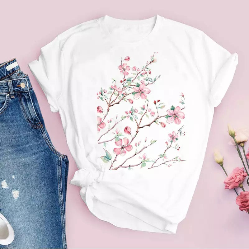 Tricou Pink Flowers (6590664966328)