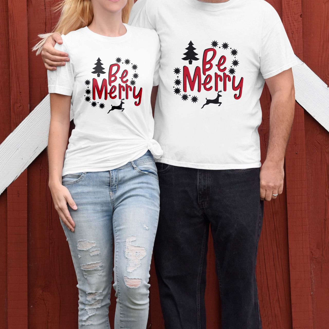 Tricouri Be Merry White (7469942079706)