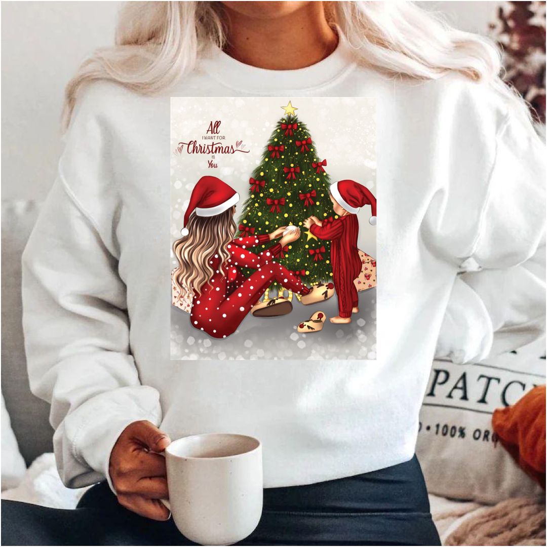 Bluza alba din bumbac 100% Christmas With Love