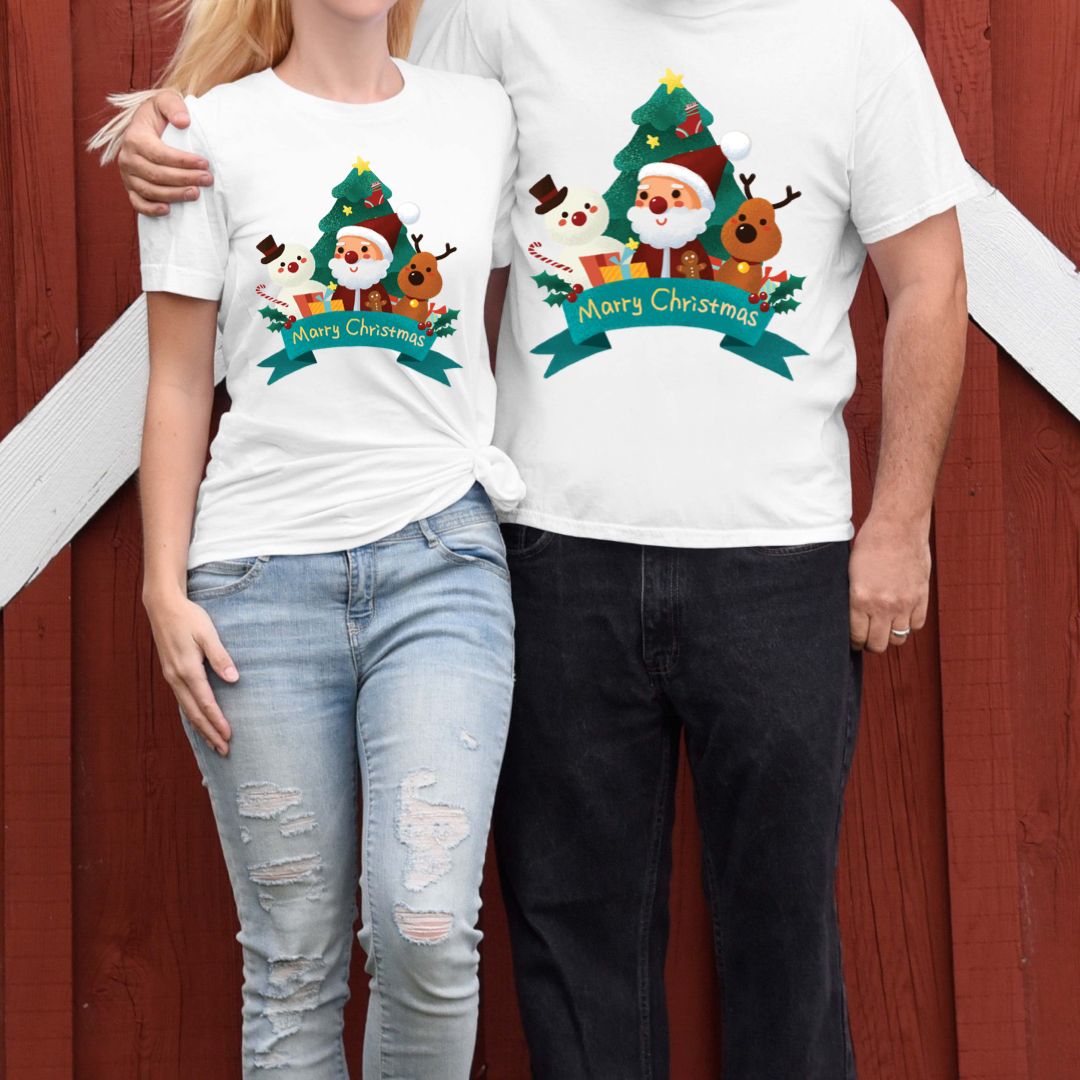Tricouri din bumbac 100% Cuplu Merry Christmas Nice