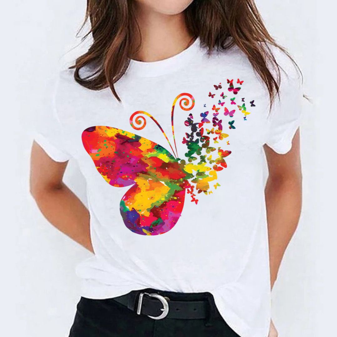 Tricou dama din bumbac 100% Spring Butterfly New
