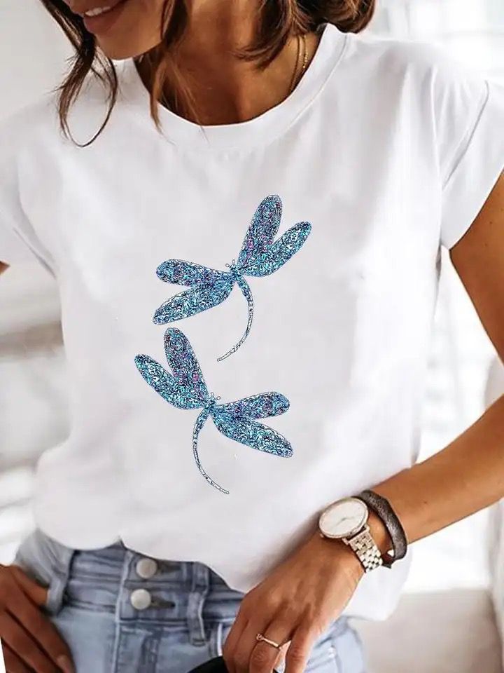 Tricou dama din bumbac 100% 2 Blue Dragon Fly