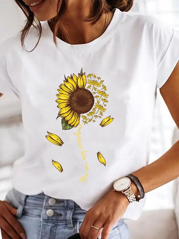 Tricou dama din bumbac 100% Yellow Flower 3