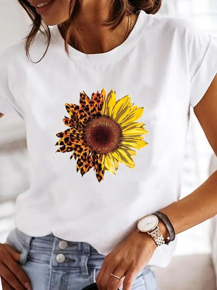 Tricou dama din bumbac 100% Yellow New Flower