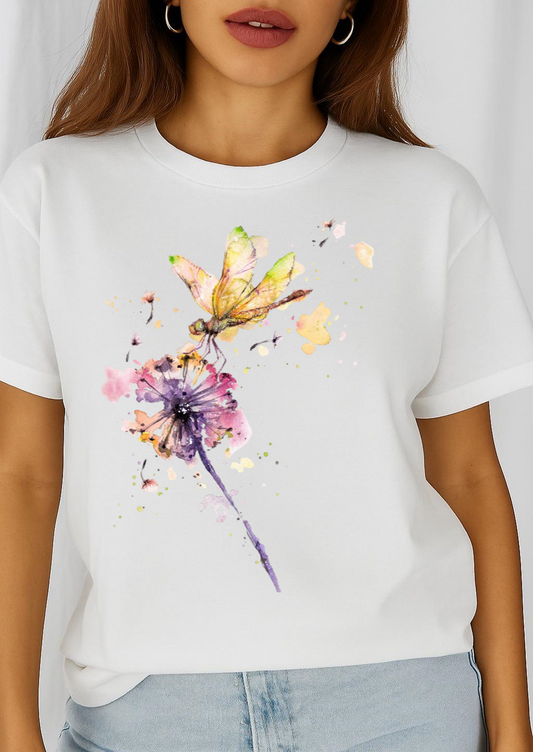 Tricou dama din bumbac 100% Flower and Butterfly