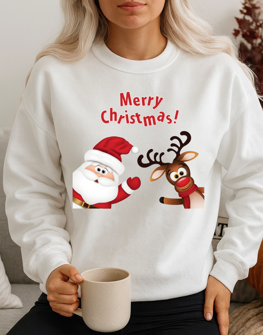 Bluza alba din bumbac 100% Craciun Fericit 3