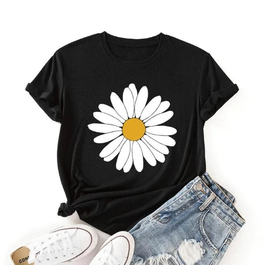 Tricou dama negru din bumbac 100% Sunflower - Lichidare stoc