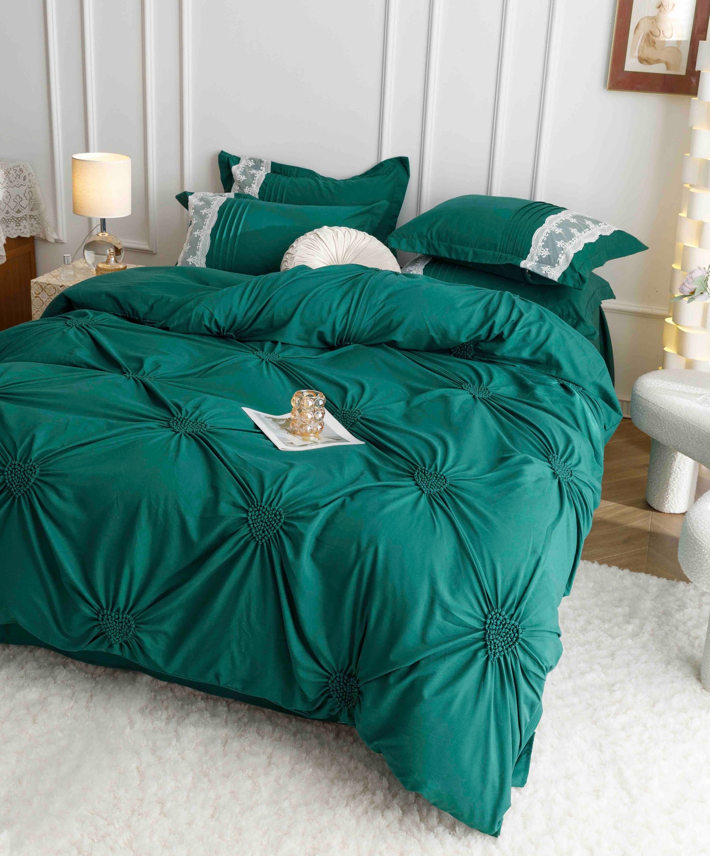 Lenjerie finet 6 piese cu Inimi brodate F-556