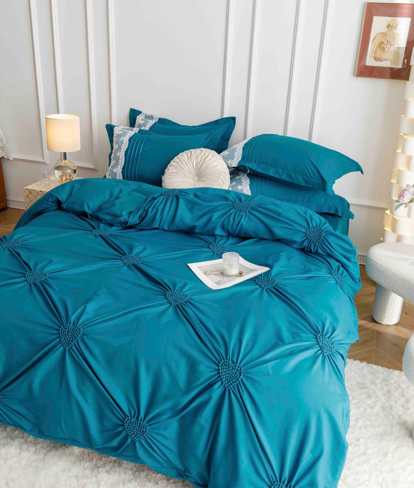 Lenjerie finet 6 piese cu Inimi brodate F-570