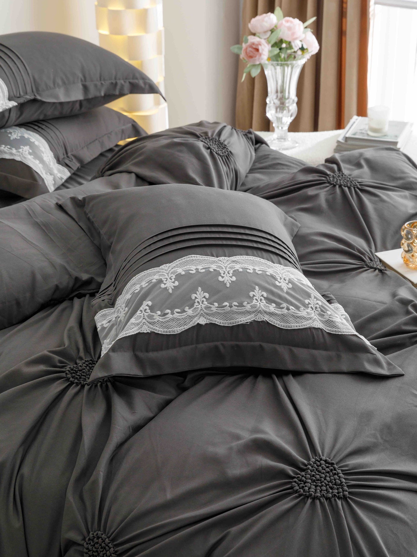 Lenjerie finet 6 piese cu Inimi brodate F-561