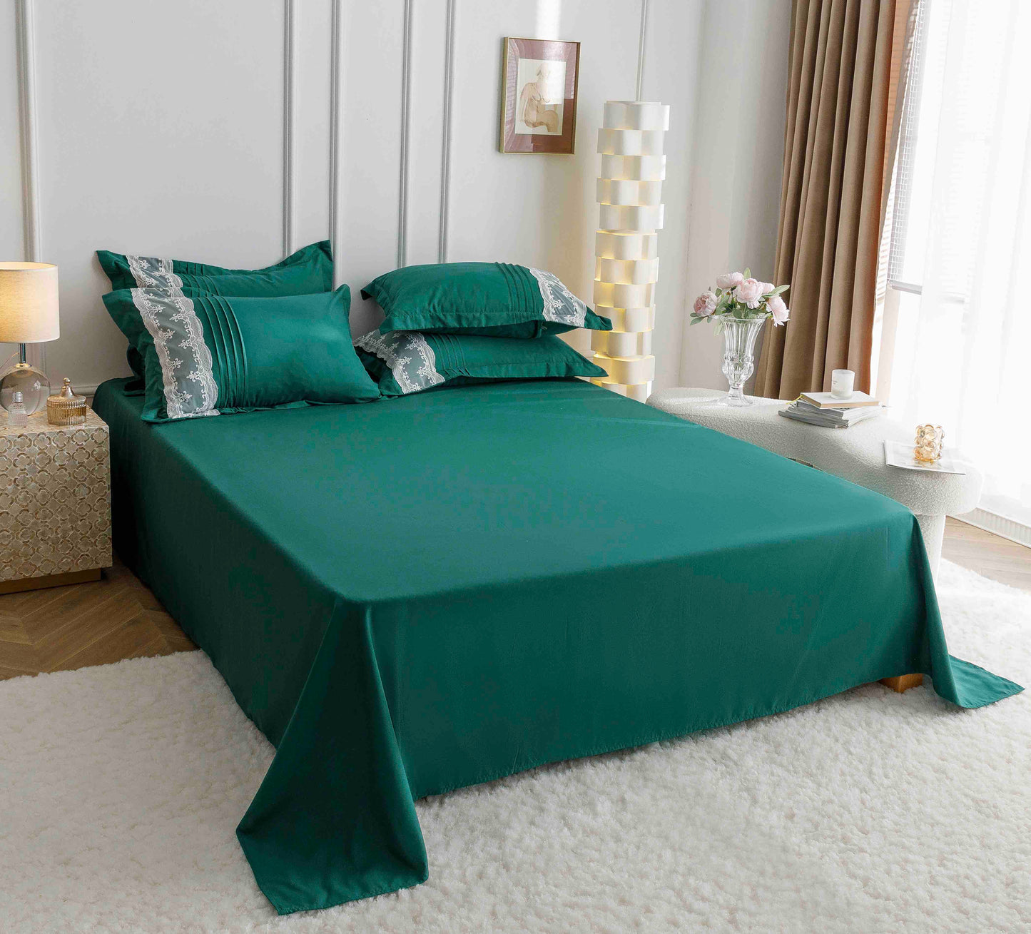 Lenjerie finet 6 piese cu Inimi brodate F-556