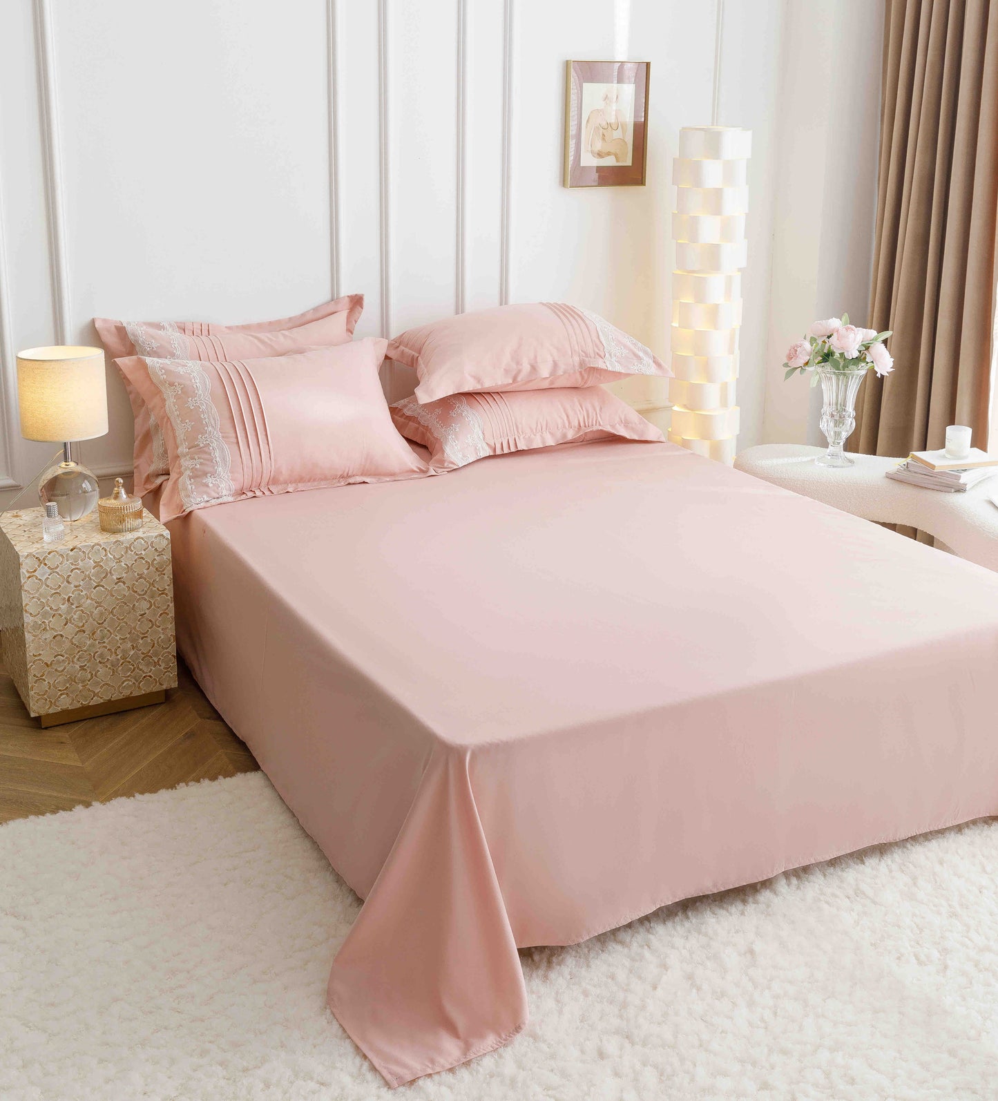 Lenjerie finet 6 piese cu Inimi brodate F-565