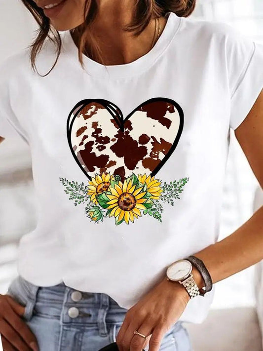 Tricou dama din bumbac 100% Heart and Flower