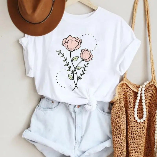 Tricou dama din bumbac 100% 2 Flowers