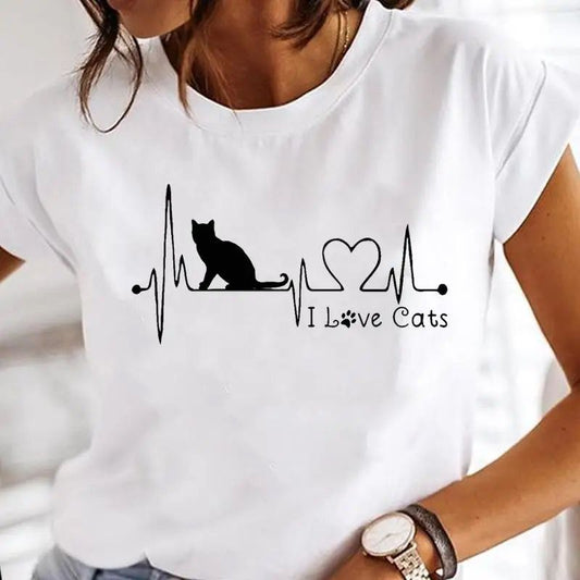 Tricou dama din bumbac 100% I Love Cats