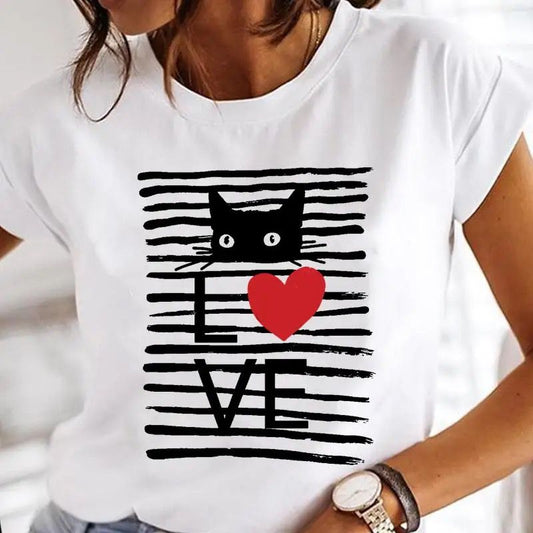 Tricou dama din bumbac 100% Love Cat