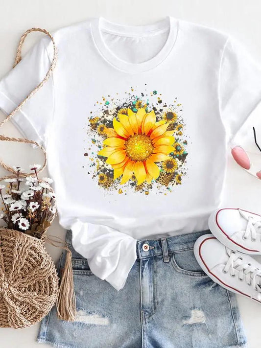 Tricou dama din bumbac 100% Yellow Flower