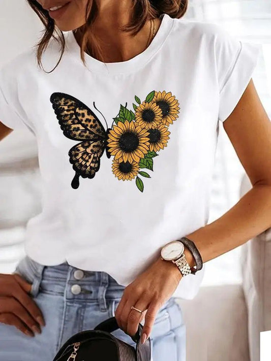 Tricou dama din bumbac 100% Flower And Butterfly 5