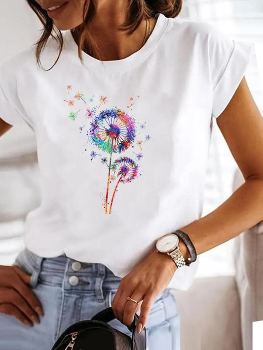 Tricou dama din bumbac 100% 2 Color Flowers