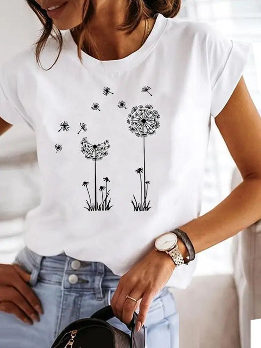 Tricou dama din bumbac 100% 2 Black New Flowers