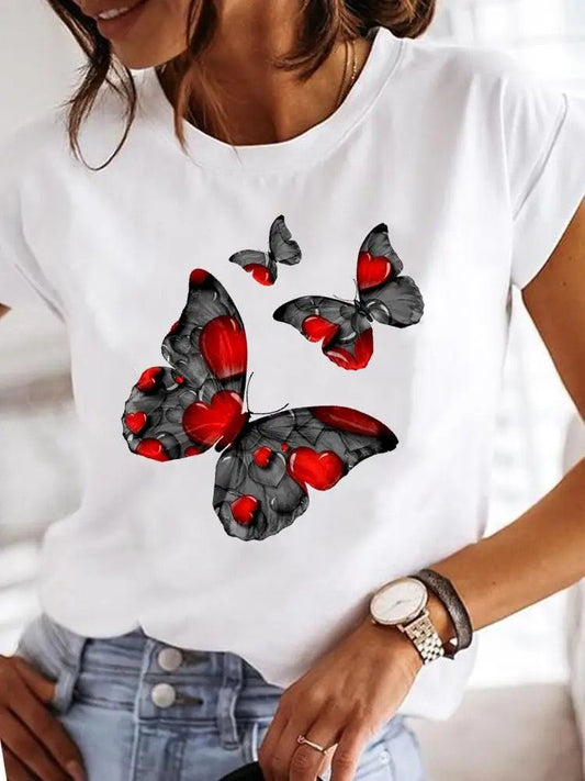 Tricou dama din bumbac 100% 3 Black Butterflies