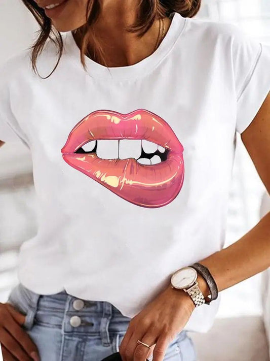 Tricou dama din bumbac 100% Buze Roz