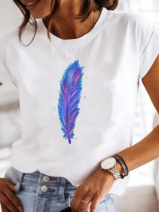 Tricou dama din bumbac 100% Petala Blue