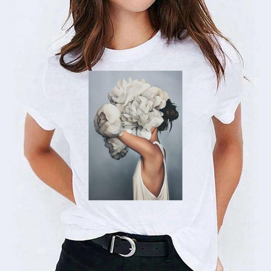 Tricou dama din bumbac 100% Flower Face 2