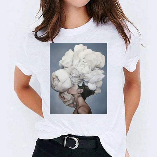 Tricou dama din bumbac 100% Flower Face