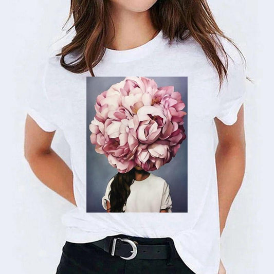 Tricou dama din bumbac 100% 1 Floare Mare