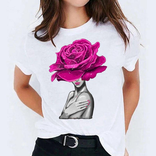 Tricou dama din bumbac 100% Doamna si Trandafirul