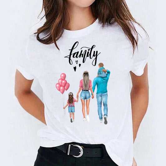 Tricou dama din bumbac 100% Family 2 Roz 2 Blue