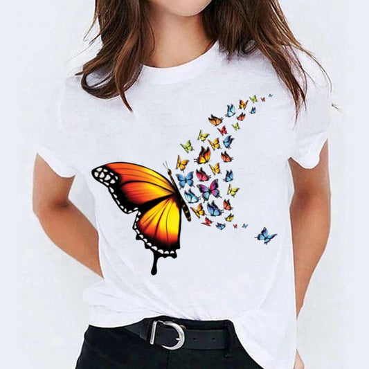 Tricou dama din bumbac 100% Yellow Big Butterfly