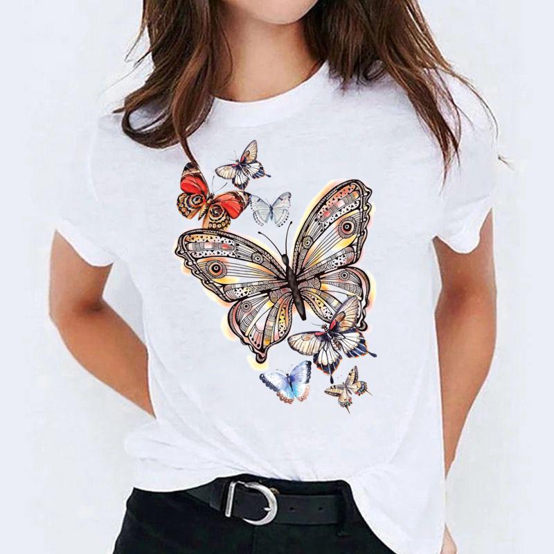 Tricou dama din bumbac 100% Multi Fluturi