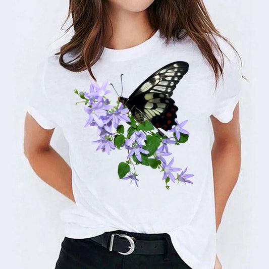 Tricou dama din bumbac 100% Flower Butterfly