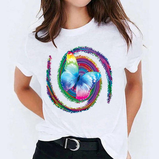 Tricou dama din bumbac 100% RAINBOW BUTTERFLY