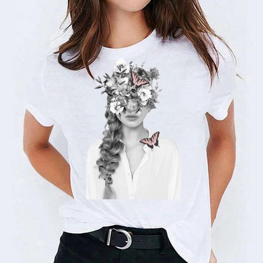 Tricou dama din bumbac 100% Girl Fluturi