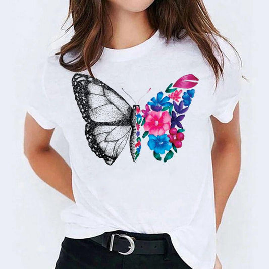 Tricou dama din bumbac 100% Flower Butterfly