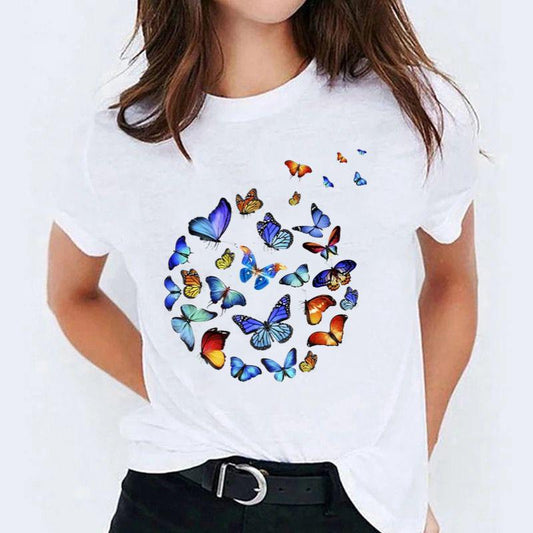 Tricou dama din bumbac 100% Cerc Fluturi