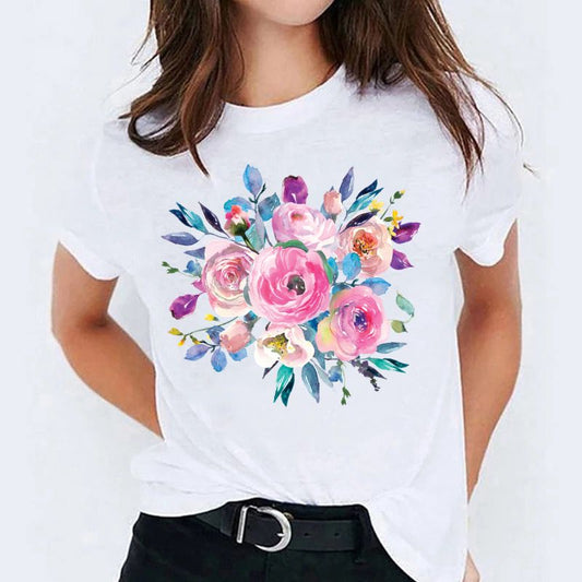 Tricou dama din bumbac 100% Flori